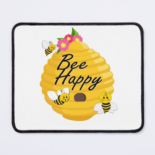 Item preview, Bee happy with bees, a beehive and flowers designed and sold by headpossum.