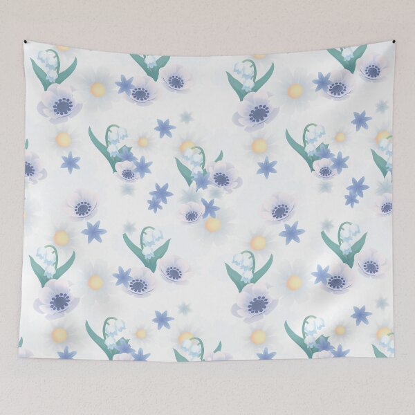 Item preview, Cosmos, Windflower, Hyacinth and Lily-of-the-Valley Floral Pattern designed and sold by TheMajesticGoat.