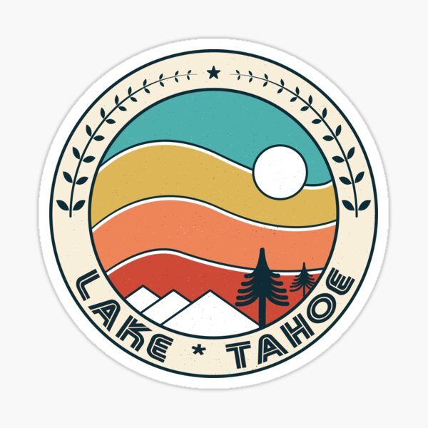 Lake Tahoe Retro Vintage Sunset - Lake Tahoe Nevada California Mountain Souvenir Rainbow - Gift - Hometown - Hiking - Nature Sticker