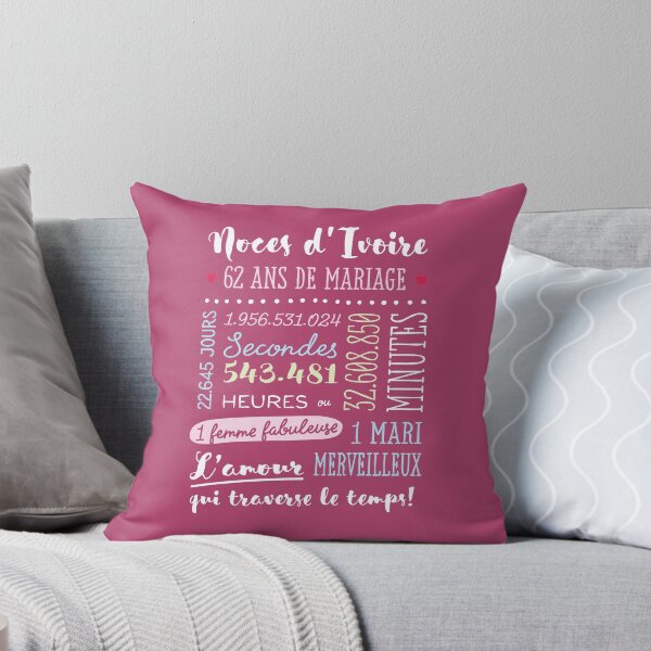 Item preview, Cadeau 62 ans de mariage pour couple - Noces d'Ivoire designed and sold by betternotes.