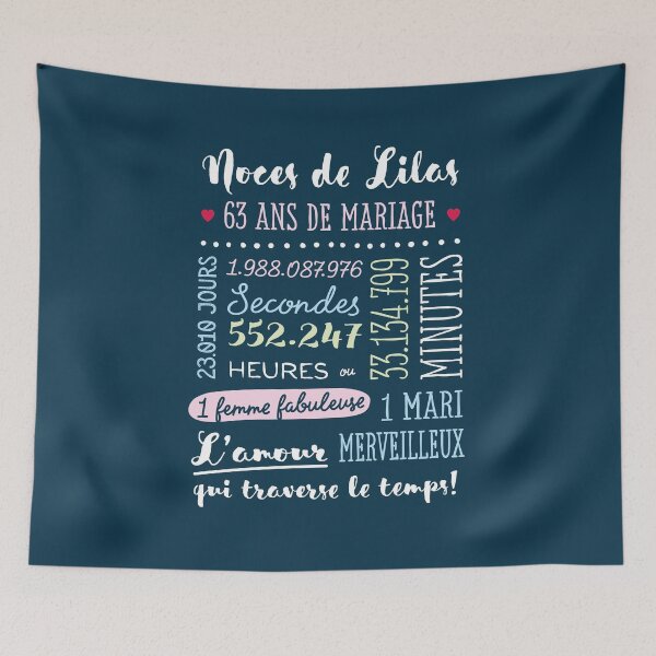 Item preview, Cadeau 63 ans de mariage pour couple - Noces de Lilas designed and sold by betternotes.