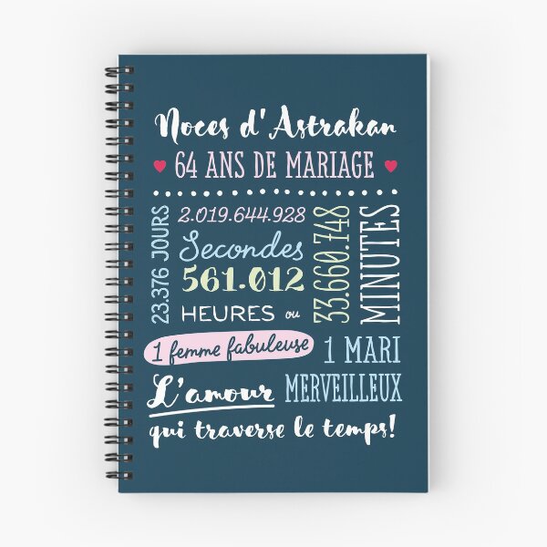 Item preview, Cadeau 64 ans de mariage pour couple - Noces d'Astrakan designed and sold by betternotes.