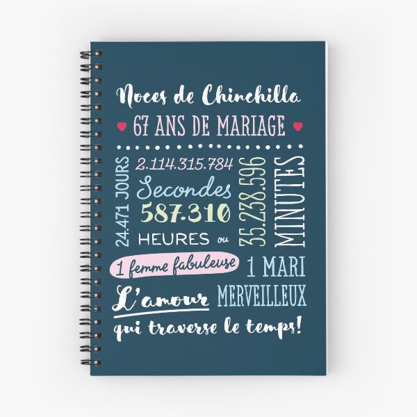 Item preview, Cadeau 67 ans de mariage pour couple - Noces de Chinchilla designed and sold by betternotes.