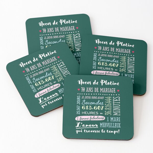 Item preview, Cadeau 70 ans de mariage pour couple - Noces de Platine designed and sold by betternotes.