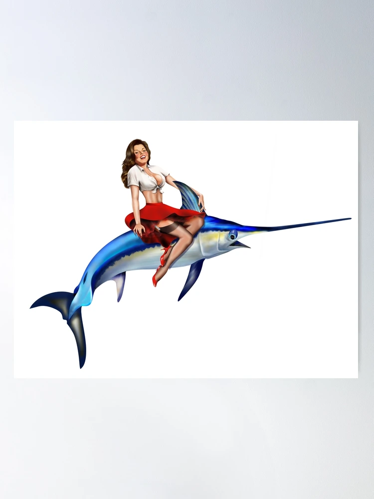 Wallpaper girl, fishing, fish, Pinup for mobile and desktop