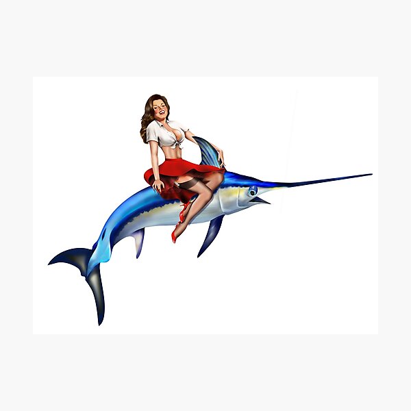 Bluefin Tuna Rider Fishing PinUp Girl | Poster