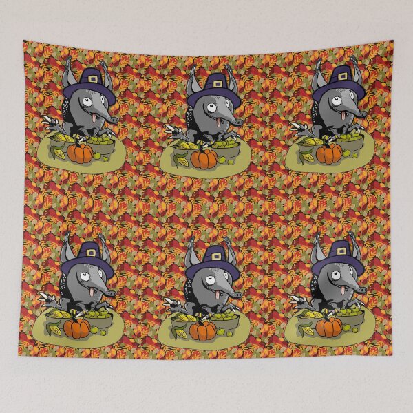 Item preview, Thanksgiving armadillo pilgrim hat cute quirky cartoon leaves designed and sold by SolidEarthArt.