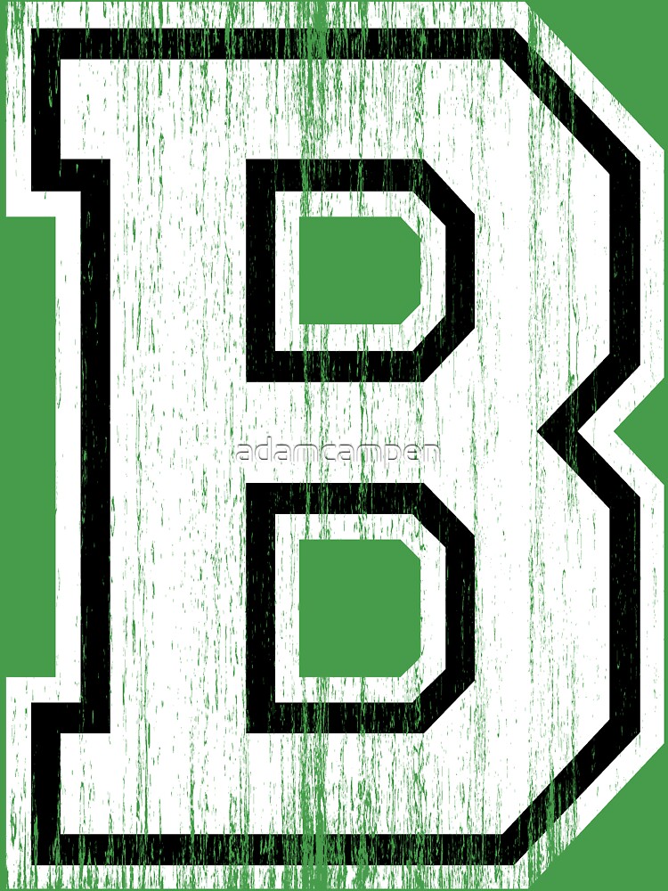 Presentation Alphabets: White & Green Varsity Letter B