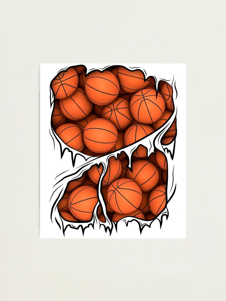 Lámina fotográfica for Sale con la obra «Disfraz de Halloween de jugador de  baloncesto, pelotas de baloncesto dentro del deporte» de GrandeDuc