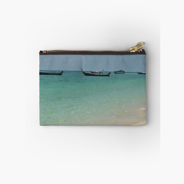 Item preview, Sandy beach, turquoise water and long tail boats in Thailand - tropical beach designed and sold by Designbyfia.