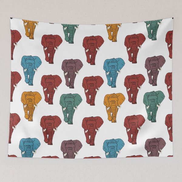 Item preview, Masala Elephant pattern on white designed and sold by Quick Brown Fox Canada.
