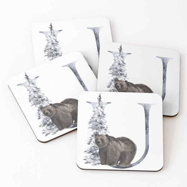 Item preview, Winter Letter U with Snowy forest and Bear designed and sold by Product  Stella.