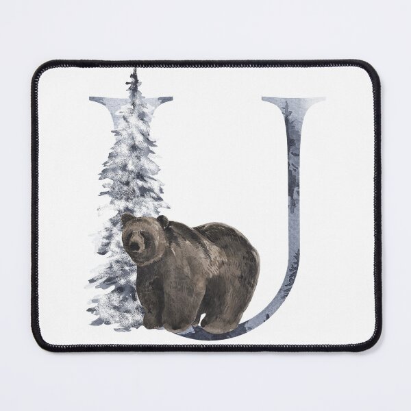 Item preview, Winter Letter U with Snowy forest and Bear designed and sold by Product  Stella.