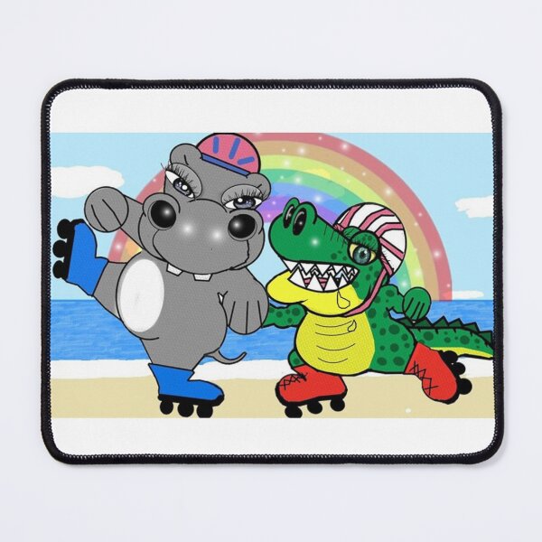 Item preview, a Cute hippo and a happy alligator like to go inline skating designed and sold by Shirley cute art .