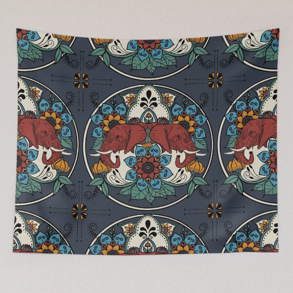 Item preview, Masala Elephant Motif Pattern designed and sold by Quick Brown Fox Canada.