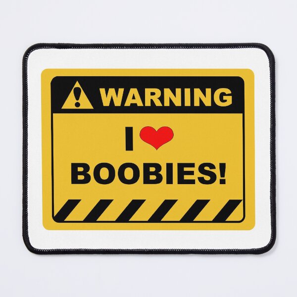 Item preview, Funny Human Warning Label / Sign I HEART BOOBIES Sayings Sarcasm Humor Quotes designed and sold by ColorMeHappy123.
