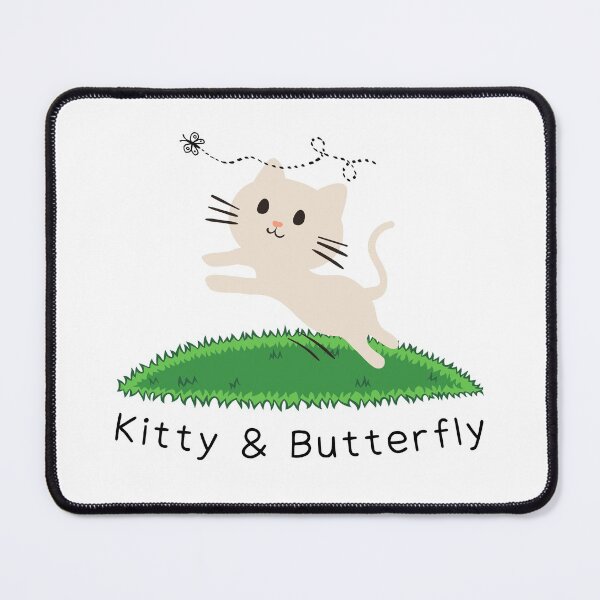 Item preview, Running Kitty & Butterfly On Green Grass designed and sold by kucingmaikan.