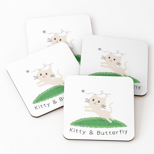 Item preview, Running Kitty & Butterfly On Green Grass designed and sold by kucingmaikan.