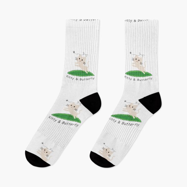 Item preview, Running Kitty & Butterfly On Green Grass designed and sold by kucingmaikan.