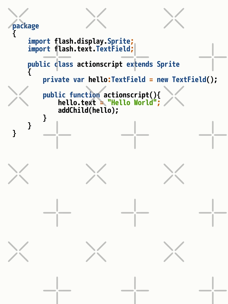 Thumbnail 6 of 6, Pullover Sweatshirt, Hello World ActionScript Code - Light Syntax Scheme Coder Design designed and sold by geeksta.