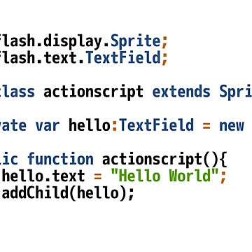 Artwork thumbnail, Hello World ActionScript Code - Light Syntax Scheme Coder Design by geeksta