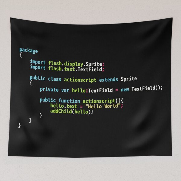 Item preview, Hello World ActionScript Code - Dark Syntax Scheme Coder Design designed and sold by geeksta.