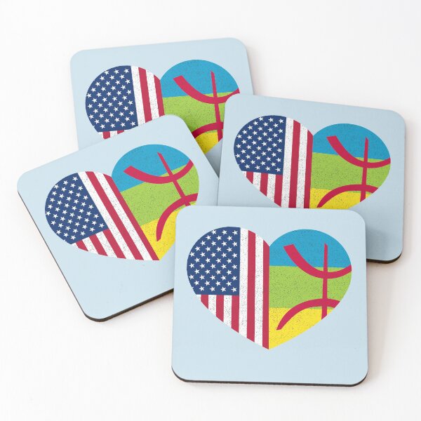 Item preview, Amazigh Kabyle American Pride Heart Tamazgha USA Flag Gift designed and sold by cssdru.