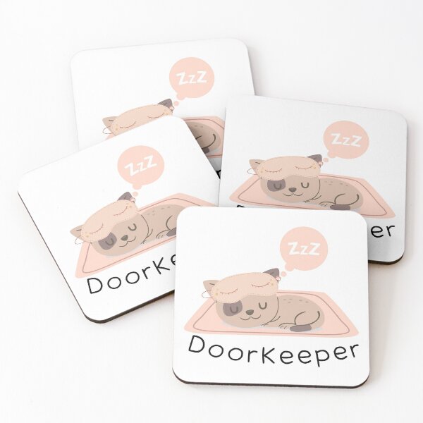 Item preview, Cute Sleeping Doorkeeper Brown Cat On Pinky Mat designed and sold by kucingmaikan.