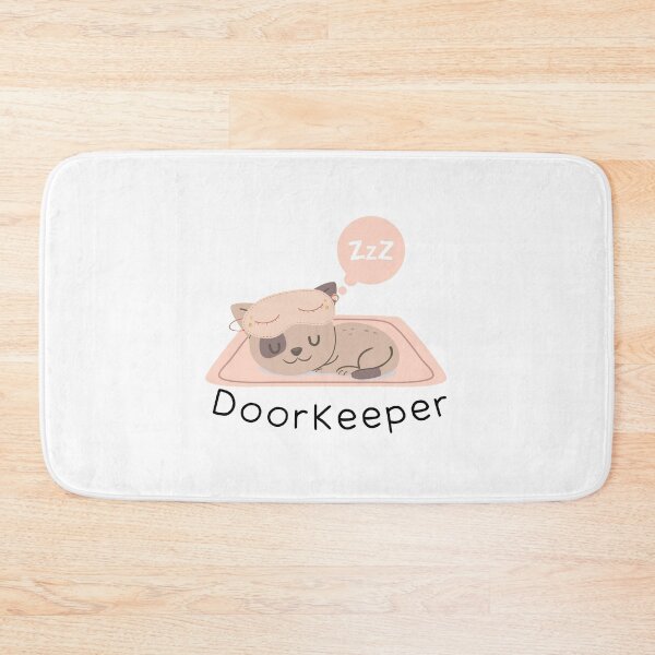 Item preview, Cute Sleeping Doorkeeper Brown Cat On Pinky Mat designed and sold by kucingmaikan.