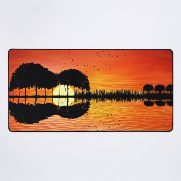 guitar island sunset Desk Mat