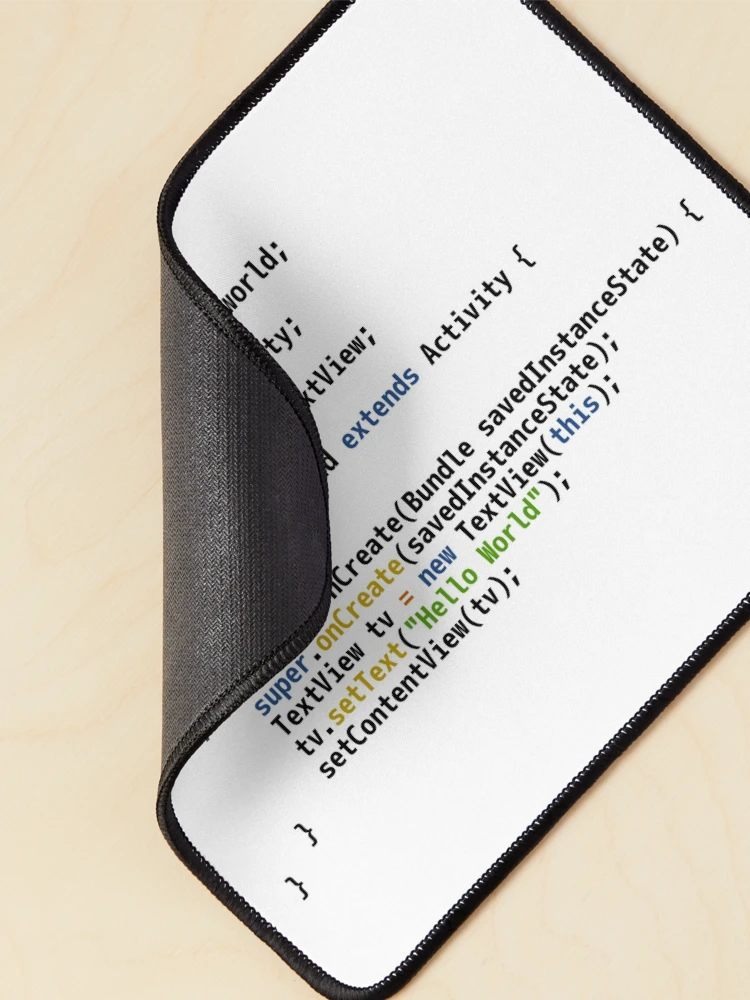 Thumbnail 2 of 5, Mouse Pad, Hello World Android Code - Light Syntax Scheme Coder Design designed and sold by geeksta.
