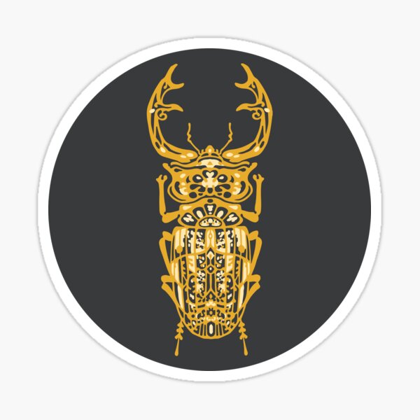 Stag Beetle Pattern Design on Black Sticker