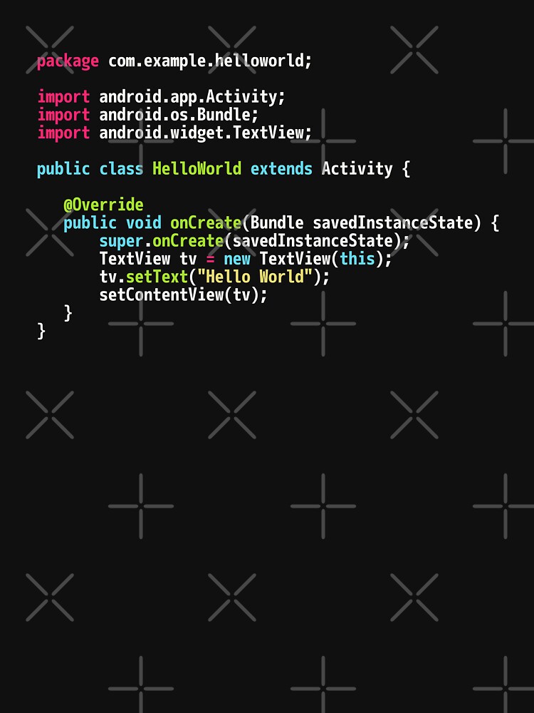 Hello World Android Code - Dark Syntax Scheme Coder Design by geeksta