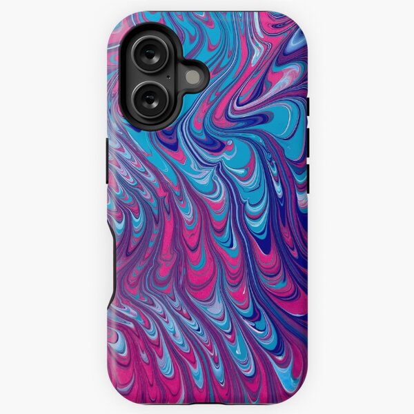 Blue and Pink Abstract Acrylic Pour Art iPhone Tough Case