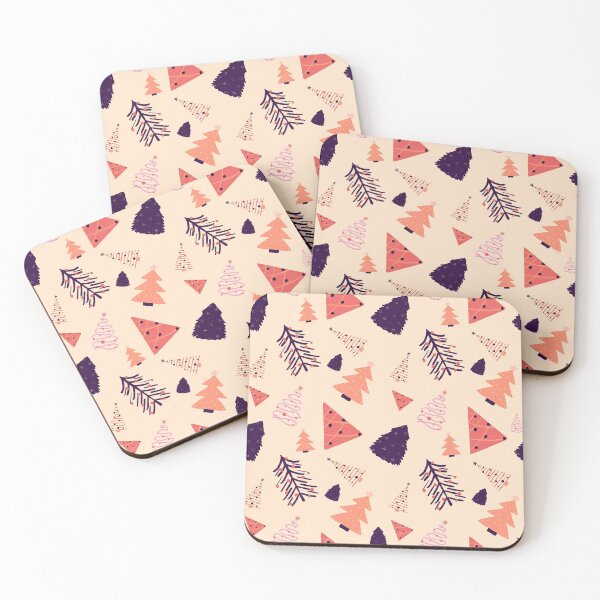 Item preview, Coral and Plum Christmas Trees designed and sold by Home Cyn Home.