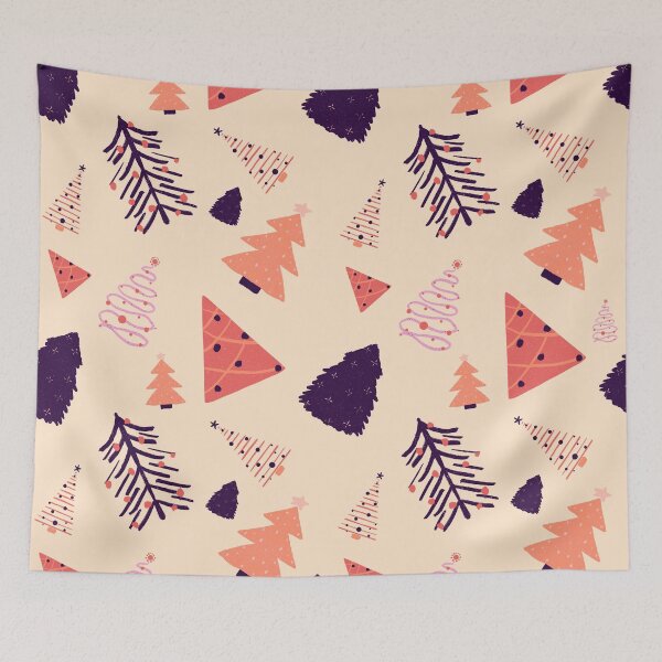 Item preview, Coral and Plum Christmas Trees designed and sold by Home Cyn Home.