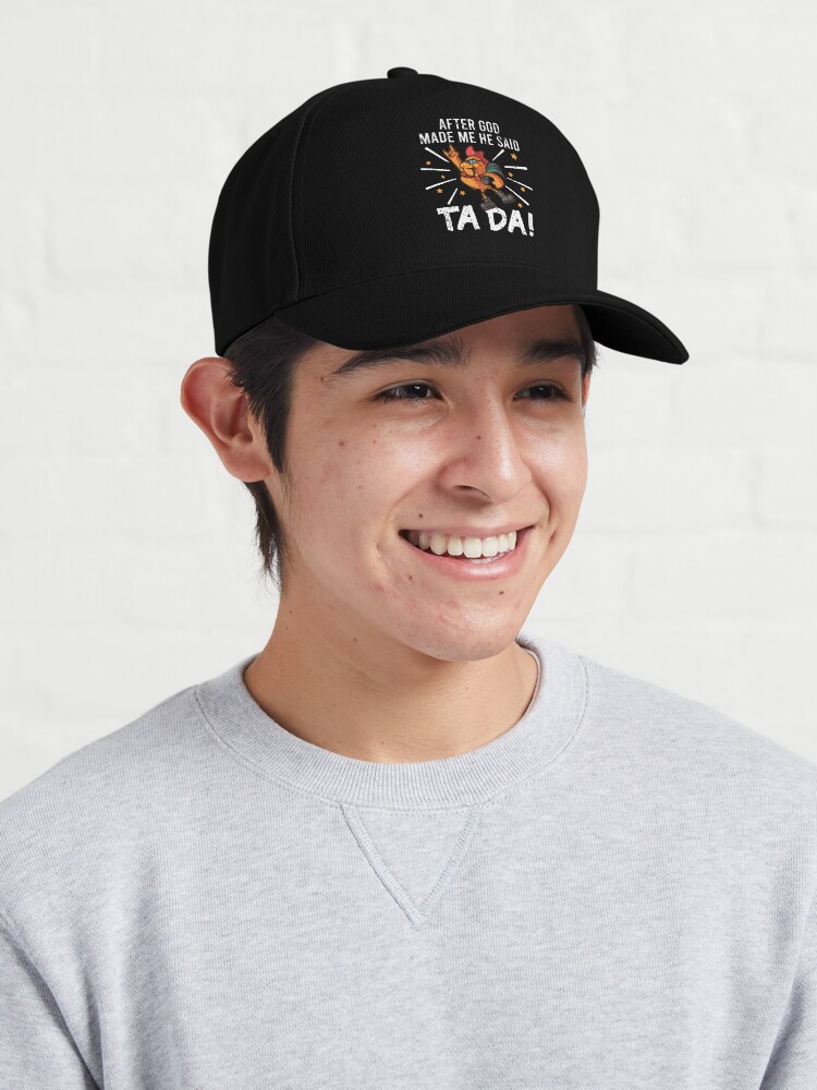 Alternate view of TaDa Funny Chicken Rock with Distressed TaDa Chicken Cap