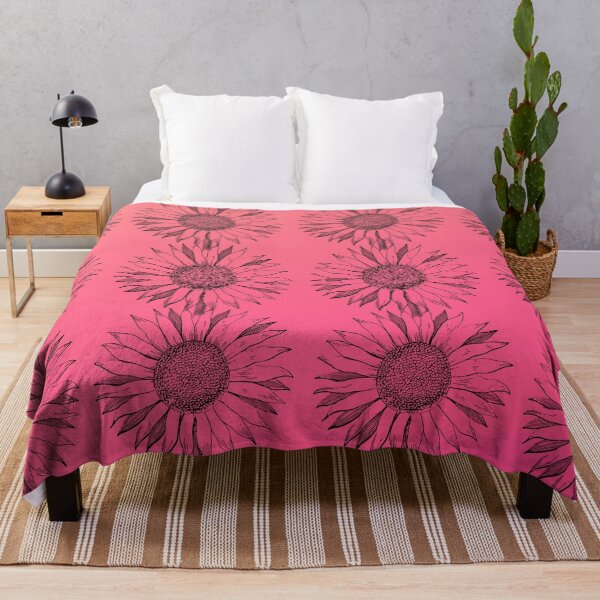 Item preview, Sunflower etching on pink background designed and sold by GasconyPassion.
