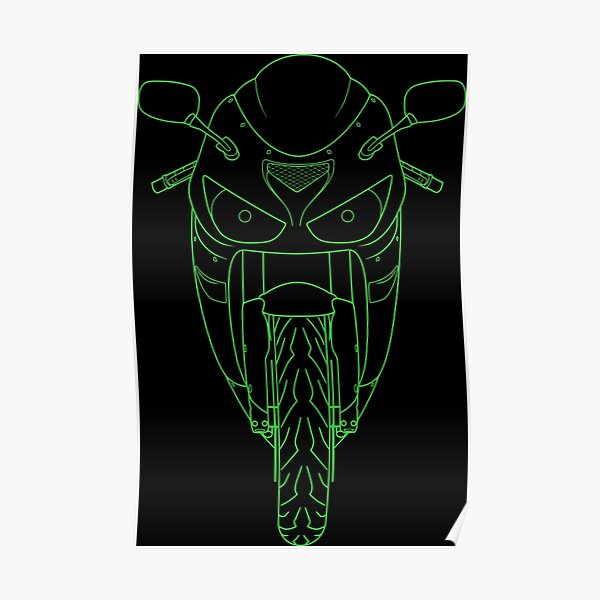 Kawasaki ZX6R Ninja front best t-shirt design Poster