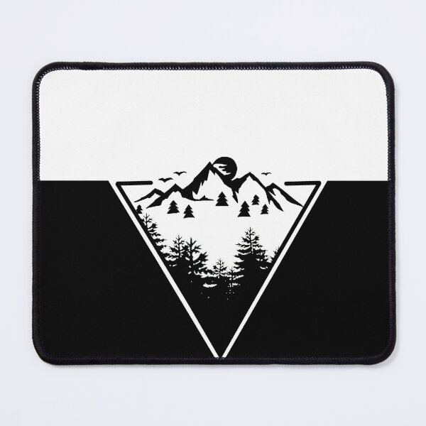 Item preview, Triangle frame artwork with wilderness landscape scene with black and white split designed and sold by Seatzy.