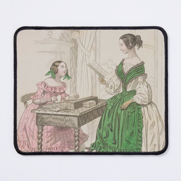 Item preview, Vintage Schoolgirl and her victorian teacher from a 1860s French Fashion Plate designed and sold by Vintage-TM.
