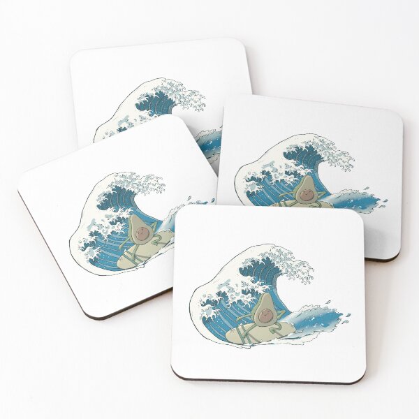 Item preview, Funny Avocado Surfing on Hokusai Waves designed and sold by MaxrepublicArt.