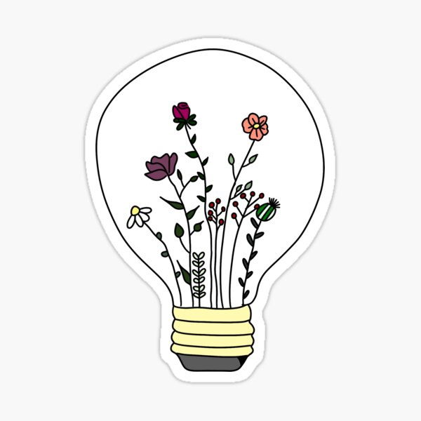 "Aesthetic Light Bulb Drawing" Sticker by mylifeaslucky Redbubble