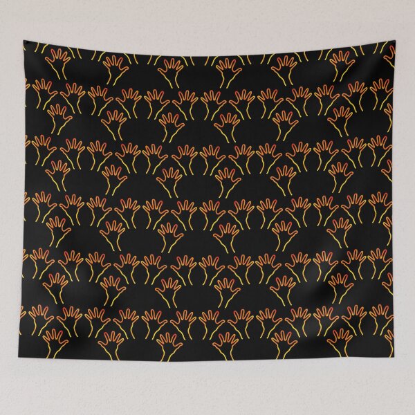 Aperçu de l'œuvre Cave Hands Anew Yellow-Red on Black 5748 créée et vendue par Art in My Loft.