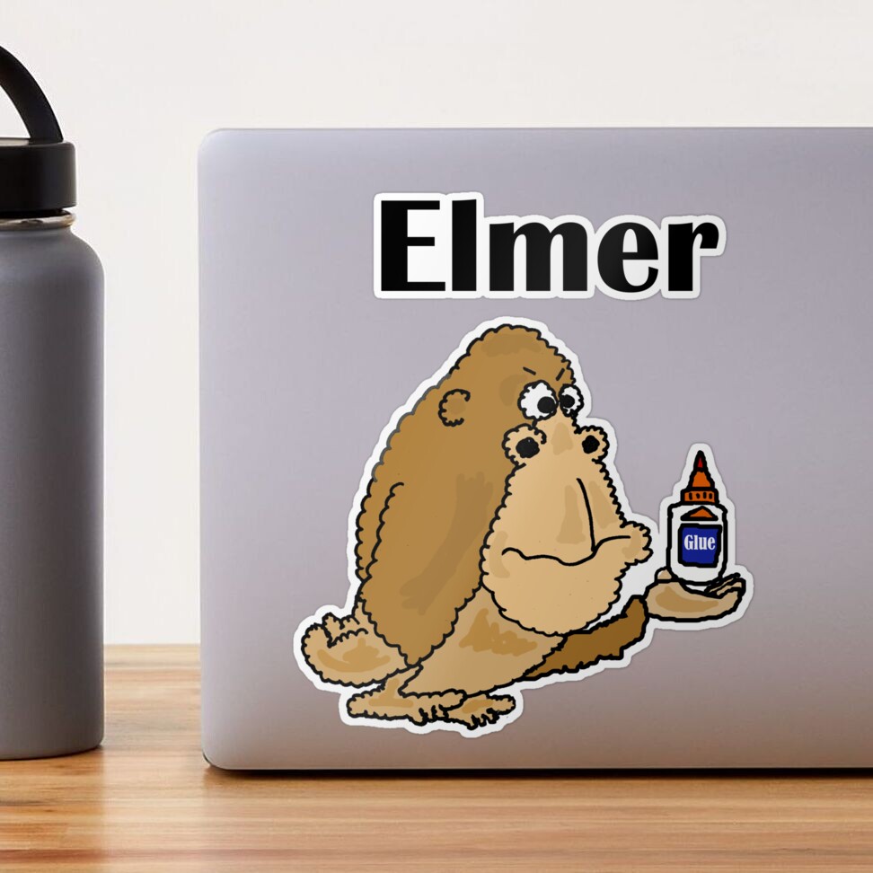 Funny Gorilla Named Elmer holding Glue Pun Sticker for Sale by  naturesfancy