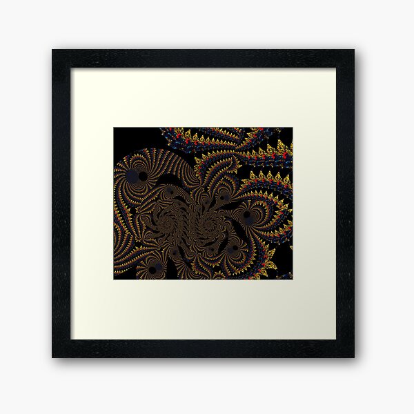 'Rosellar'-V.1 Psychedelic wave pattern / fractal digital painting by The Raumier Framed Art Print