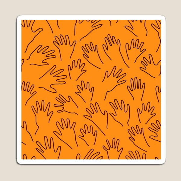 Artikelvorschau, Cave Hands Tossed Red on Orange 5748 entworfen und verkauft von Art in My Loft.
