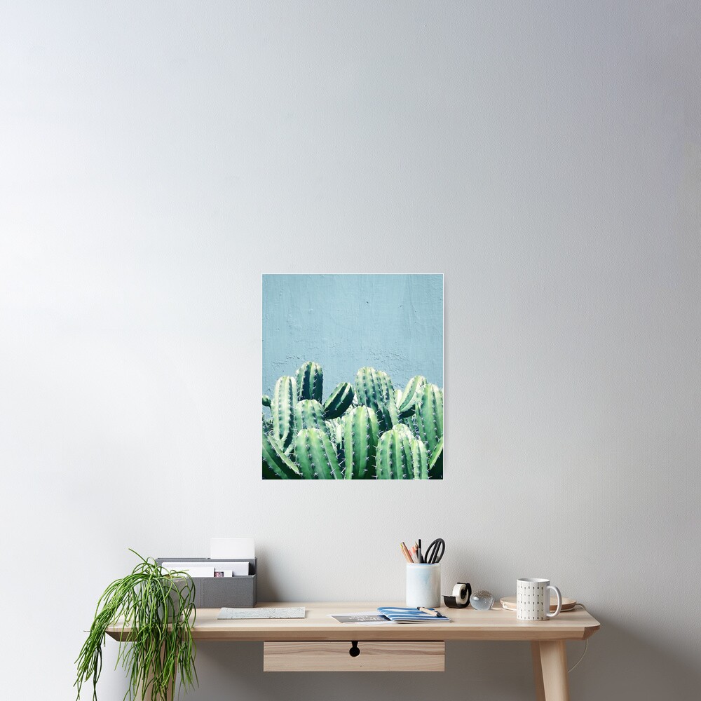 Cactus y verde azulado #redbubble #lifestyle Póster