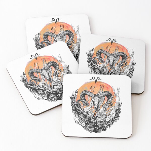 Item preview, Aries Zodiac Sign, Fire element Intricate Ink Illustration designed and sold by ckparkerart.