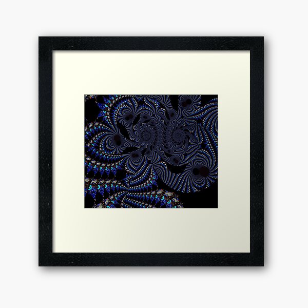 'Rosellar Blue'-V.2 Psychedelic/ fractal wave pattern digital painting by The Raumier Framed Art Print